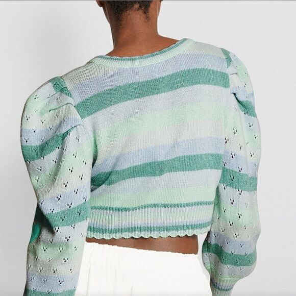 NWT LoveShackFancy Vesper Cropped Cardigan Mint Julep Multi Size Medium - Picture 7 of 16